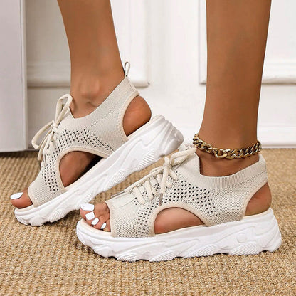 Eveloria Damen Sandalen Plateau Sohle - Eveloria