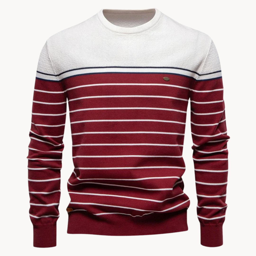 Eveloria Damen Pullover Baumwoll Streifenmuster