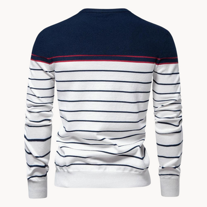 Eveloria Damen Pullover Baumwoll Streifenmuster
