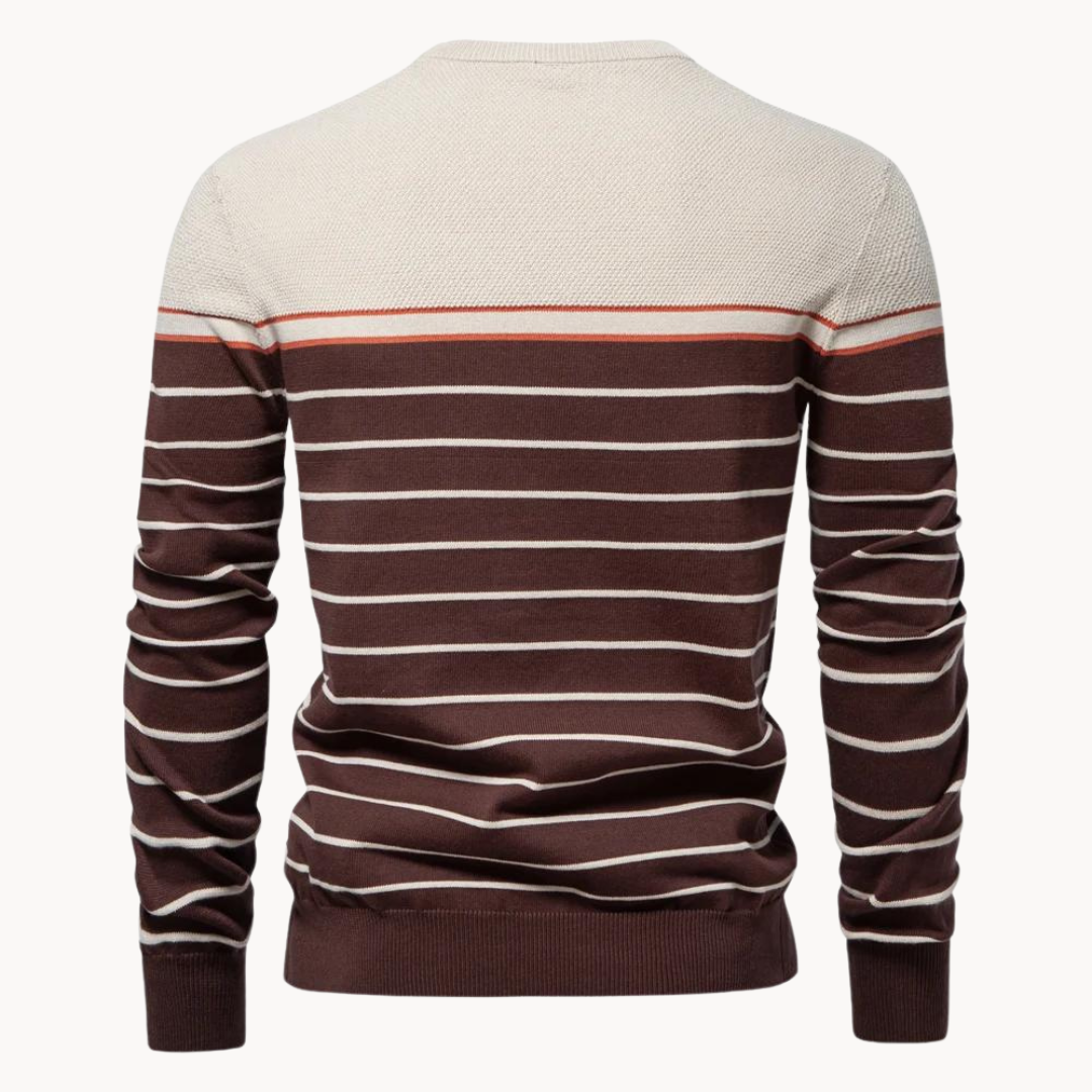 Eveloria Damen Pullover Baumwoll Streifenmuster