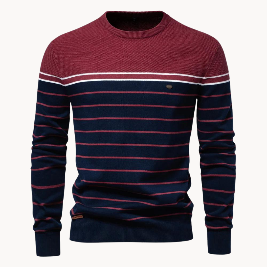 Eveloria Damen Pullover Baumwoll Streifenmuster