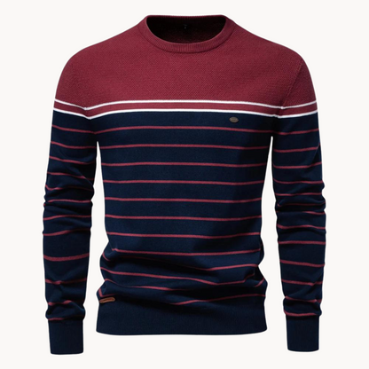 Eveloria Damen Pullover Baumwoll Streifenmuster