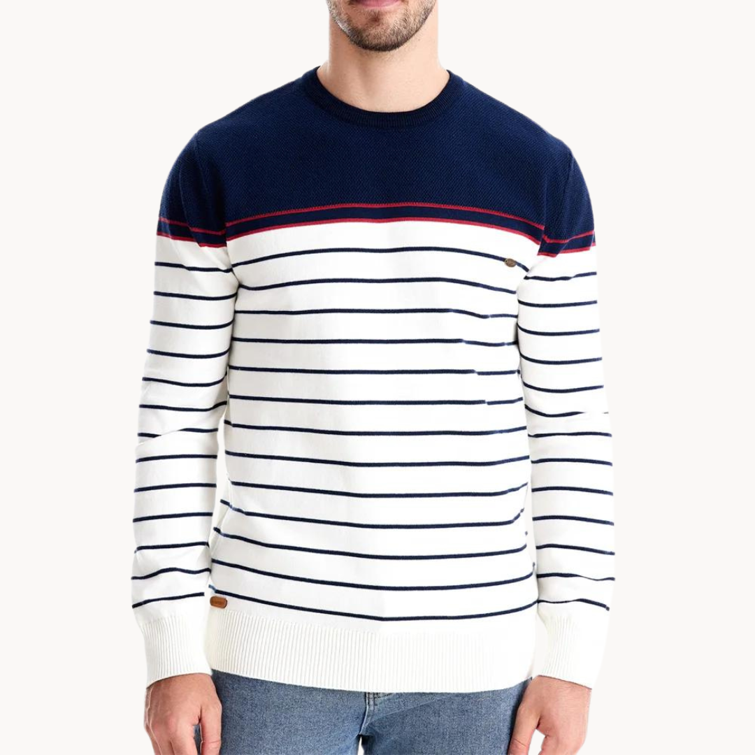 Eveloria Damen Pullover Baumwoll Streifenmuster