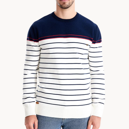 Eveloria Damen Pullover Baumwoll Streifenmuster