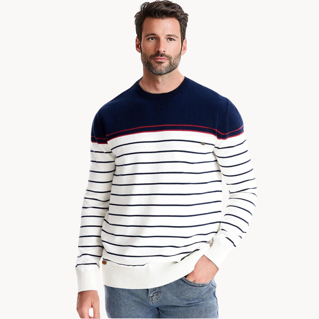 Eveloria Damen Pullover Baumwoll Streifenmuster