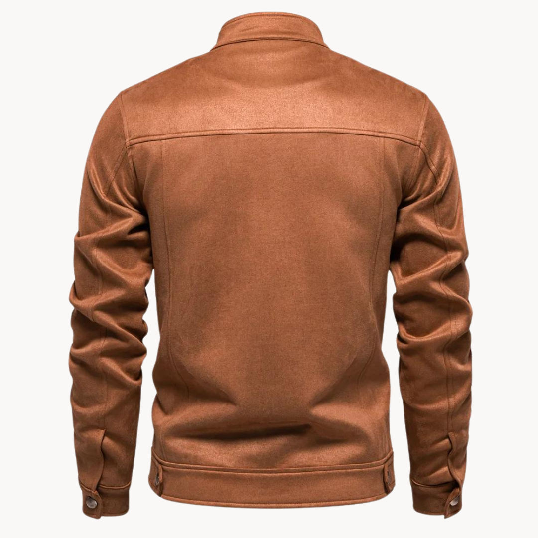 Eveloria Herren Wildlederjacke Stilvoll Braun