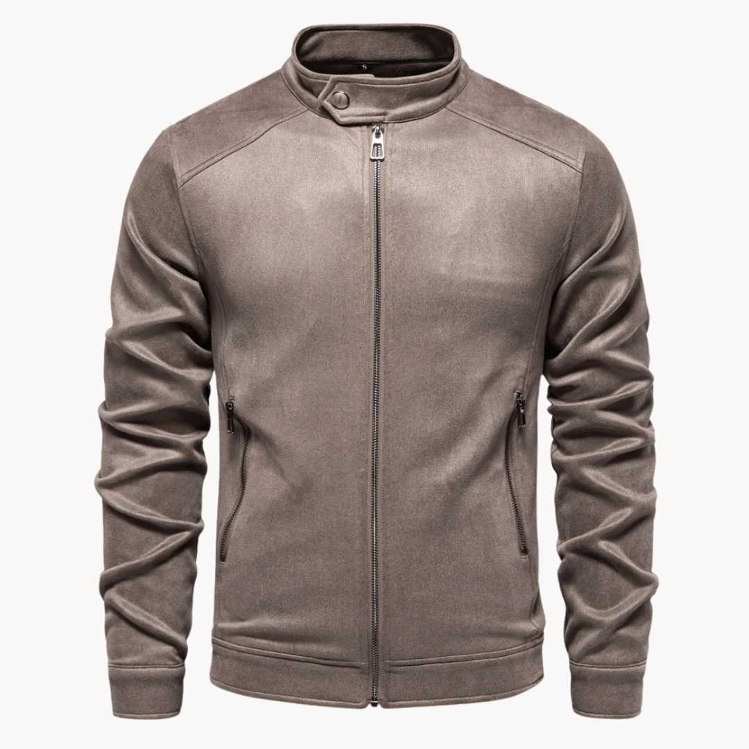 Eveloria Herren Wildlederjacke Stilvoll Braun