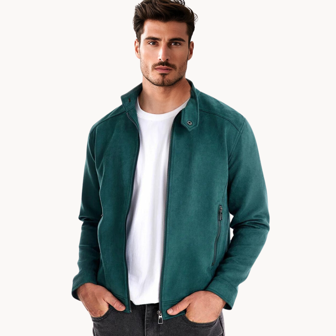 Eveloria Herren Wildlederjacke Stilvoll Braun