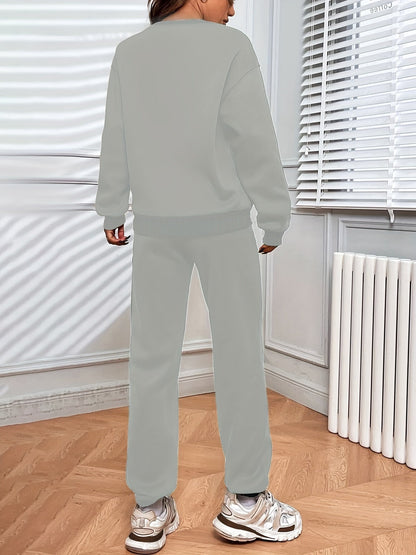 Damen Jogging Set Oversized Sweatshirt und Hochtaillierte Jogger - Eveloria