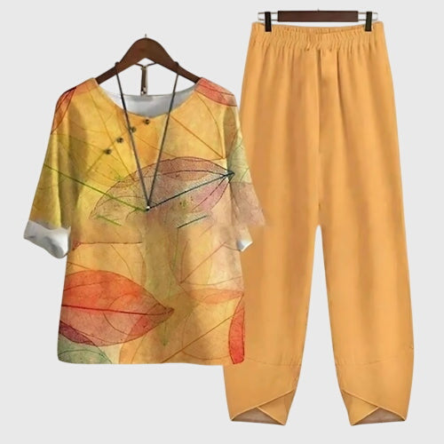 Damen Zweiteiliges Set Schmetterlings-Design Lockeres Oberteil und