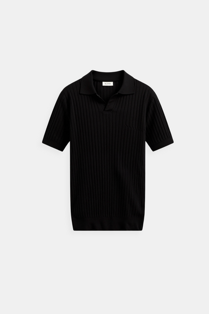 Herren Poloshirt Kurzärmelig Gerippt Elegant Weiß