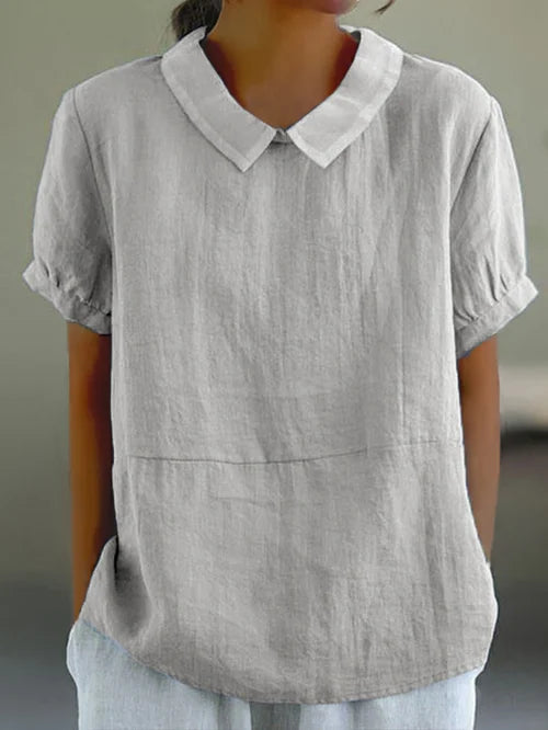 Eveloria Damen Bluse Baumwolle Einfarbig