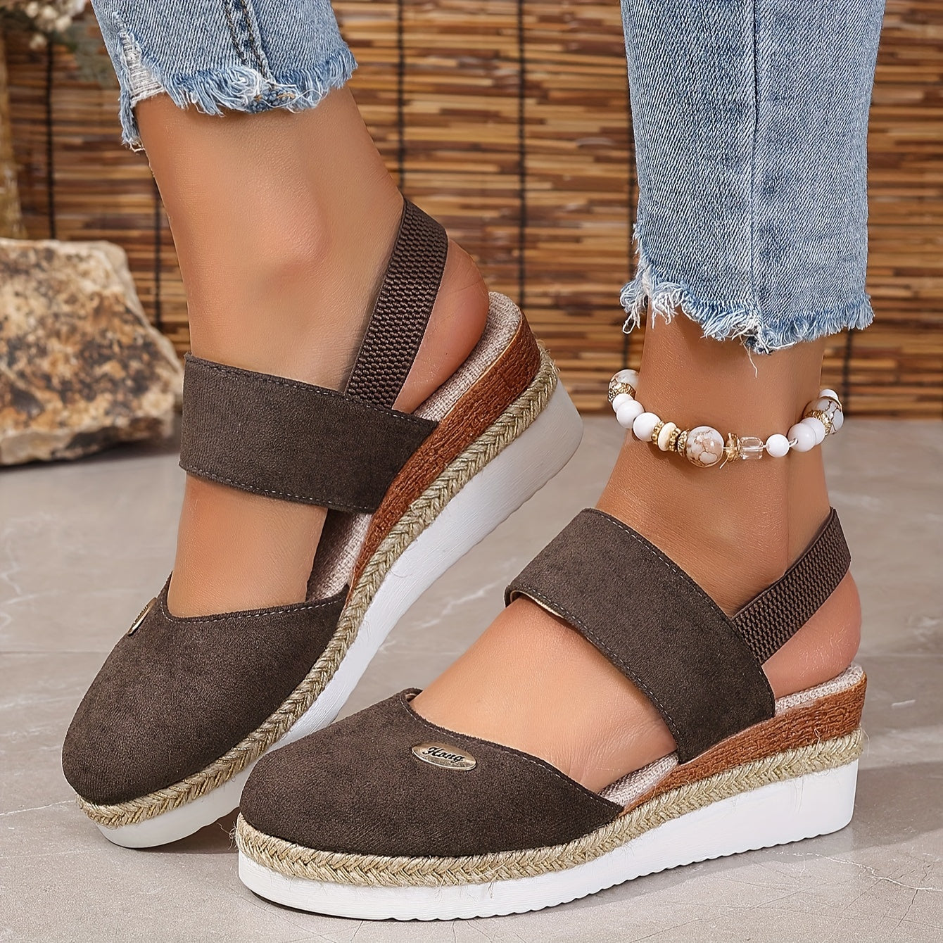 Damen Sandalen Plattform Rutschfest Elastisch