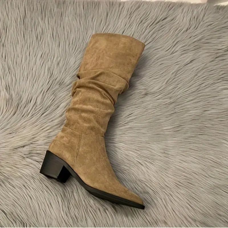 Damen Stiefel Robust Spitze Dicke Ferse