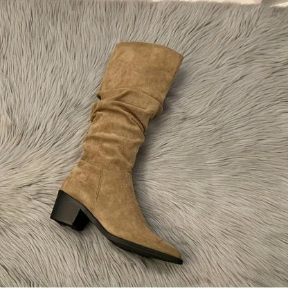Damen Stiefel Robust Spitze Dicke Ferse