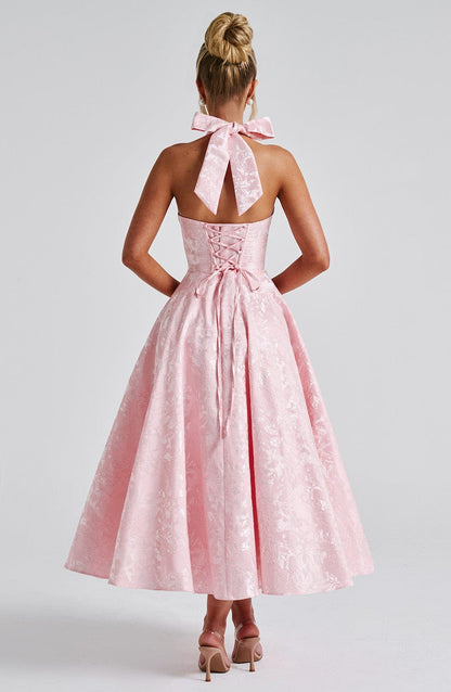 Damen Halter Midi Kleid für Hochzeitsgäste