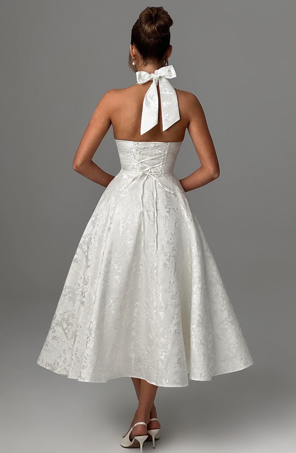 Damen Halter Midi Kleid für Hochzeitsgäste