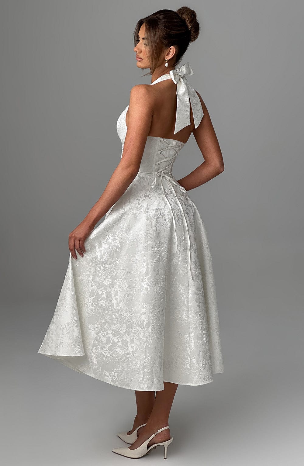 Damen Halter Midi Kleid für Hochzeitsgäste