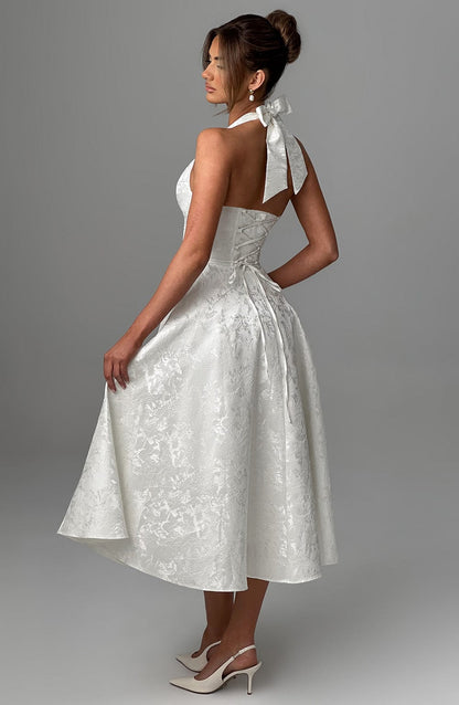 Damen Halter Midi Kleid für Hochzeitsgäste