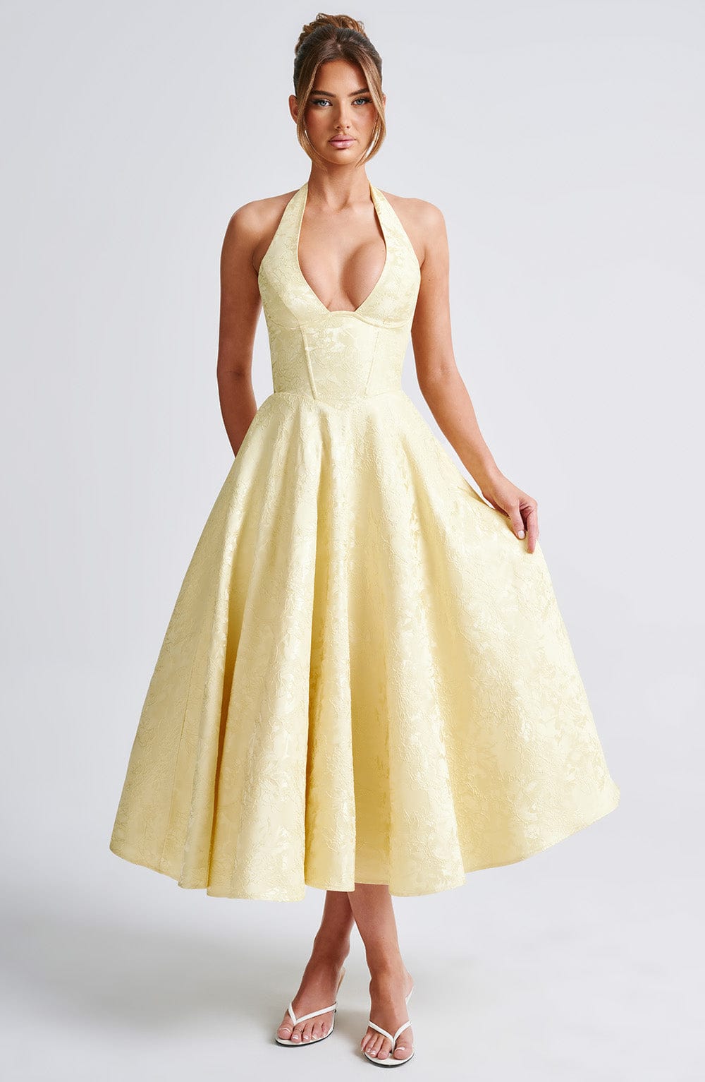 Damen Halter Midi Kleid für Hochzeitsgäste