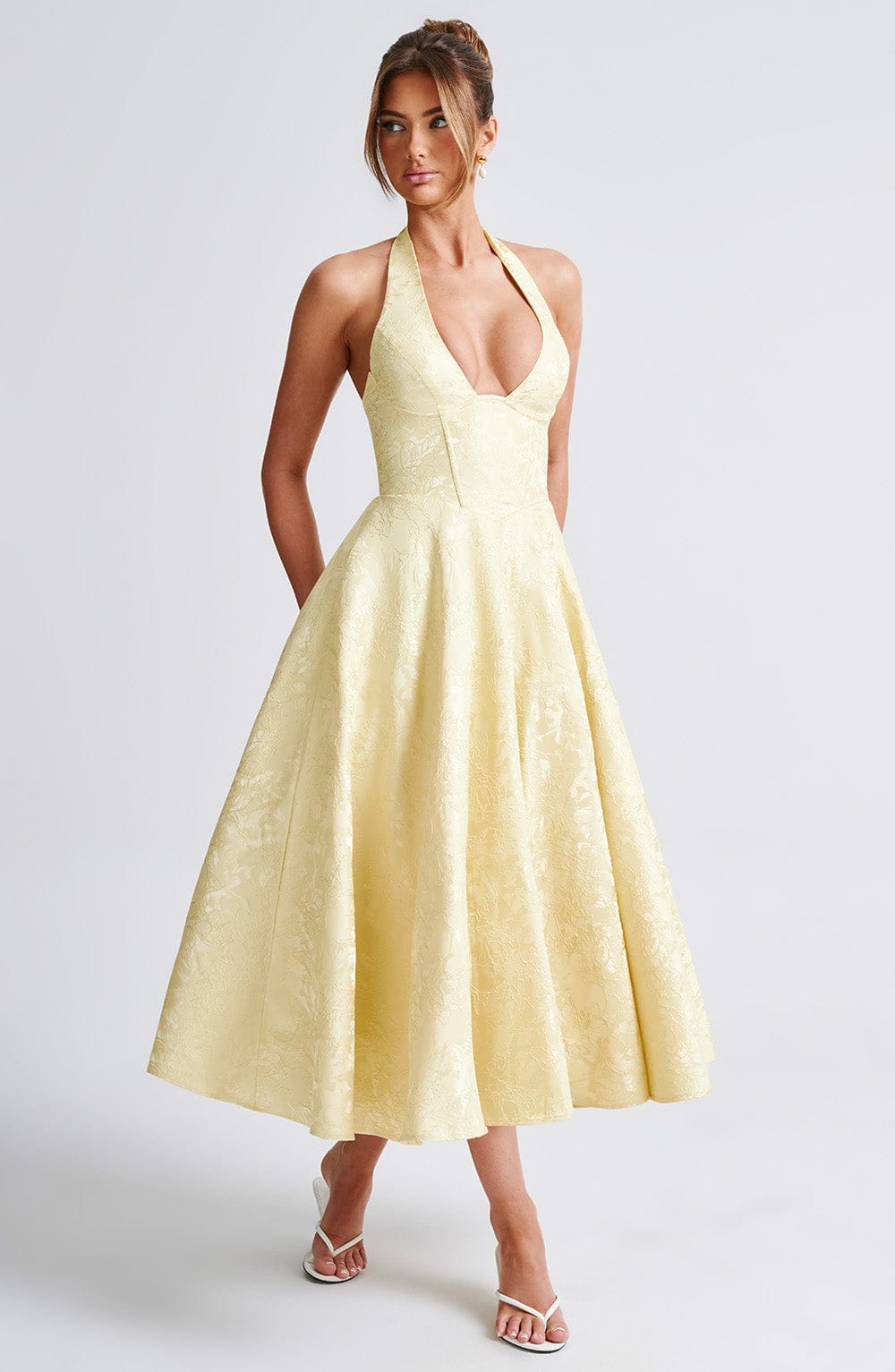 Damen Halter Midi Kleid für Hochzeitsgäste