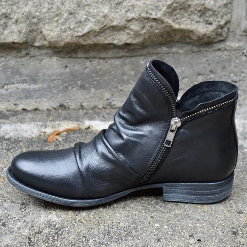 Eveloria Damen Stiefeletten Elegant Leder Schwarz - Eveloria