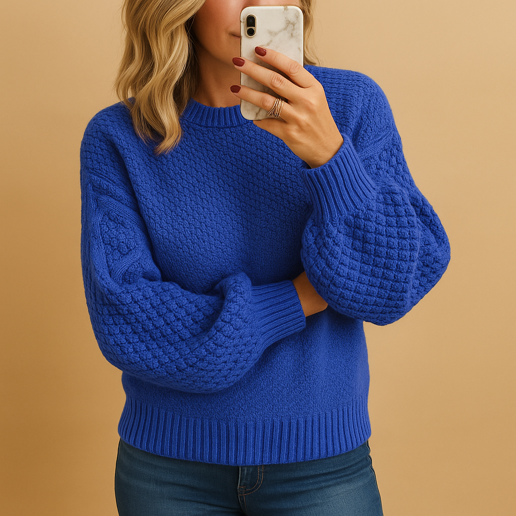 Damen Grobstrickpullover Winterwarm Beige