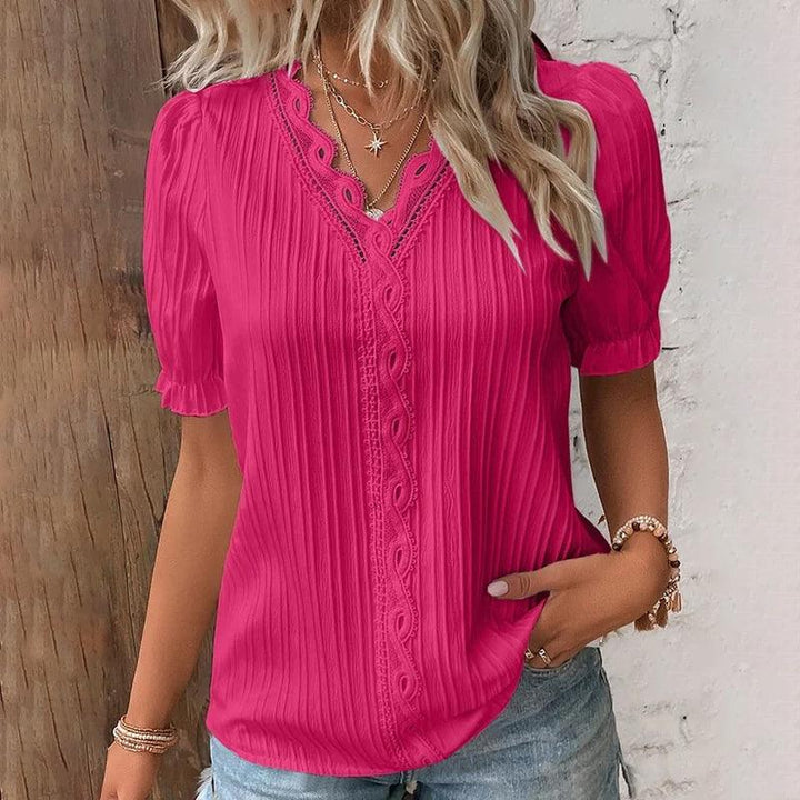 Eveloria Damen Hemd V-Ausschnitt Spitze - Eveloria