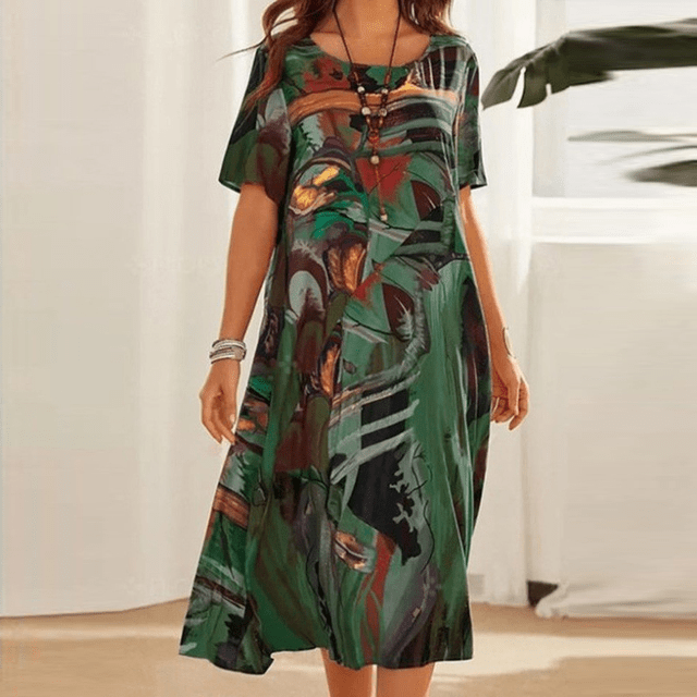 Damen Sommerkleid Blumenmuster Elegantes A-Linie