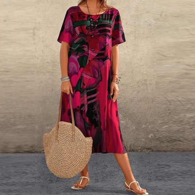 Damen Sommerkleid Blumenmuster Elegantes A-Linie