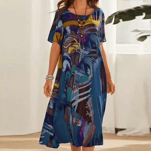 Damen Sommerkleid Blumenmuster Elegantes A-Linie - Eveloria