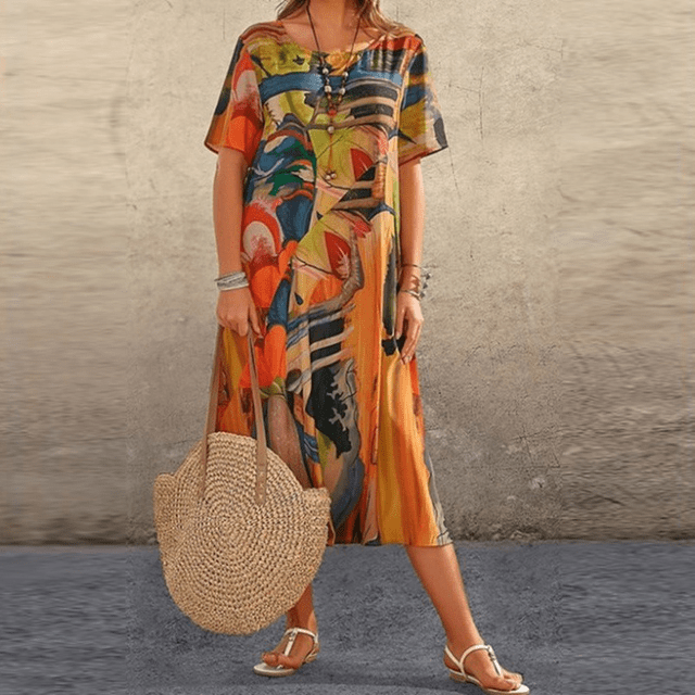 Damen Sommerkleid Blumenmuster Elegantes A-Linie