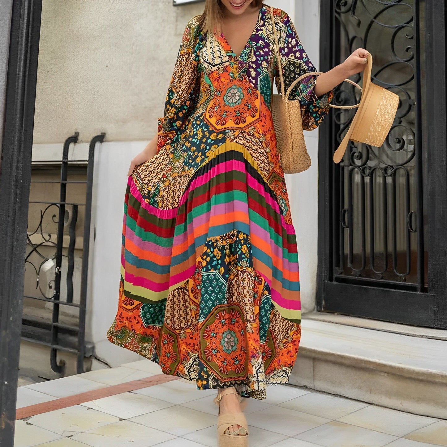 Eveloria Damen Boho-Kleid Elegant