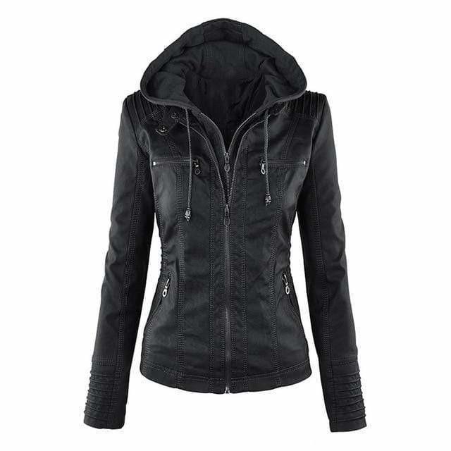 Eveloria Damen Kunstleder Pullover Mit Kapuze