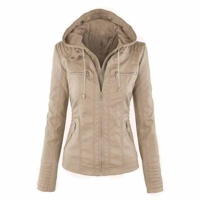 Eveloria Damen Kunstleder Pullover Mit Kapuze