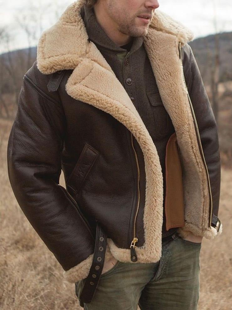 Herren Klassische Fliegerjacke Reißverschluss