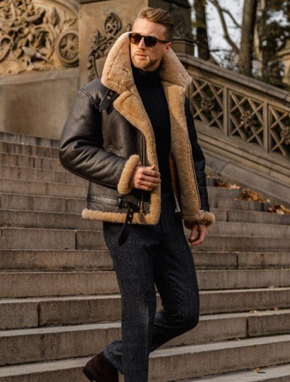 Herren Klassische Fliegerjacke Reißverschluss