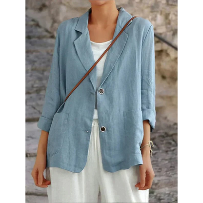 Leichter Damenblazer Reverskragen Elegant Beige - Eveloria