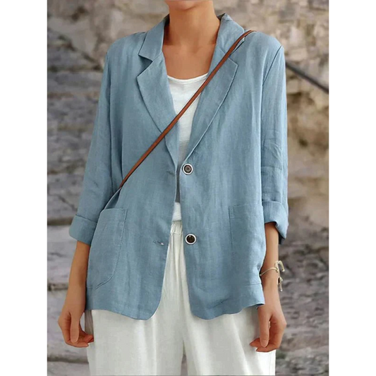 Leichter Damenblazer Reverskragen Elegant Beige - Eveloria