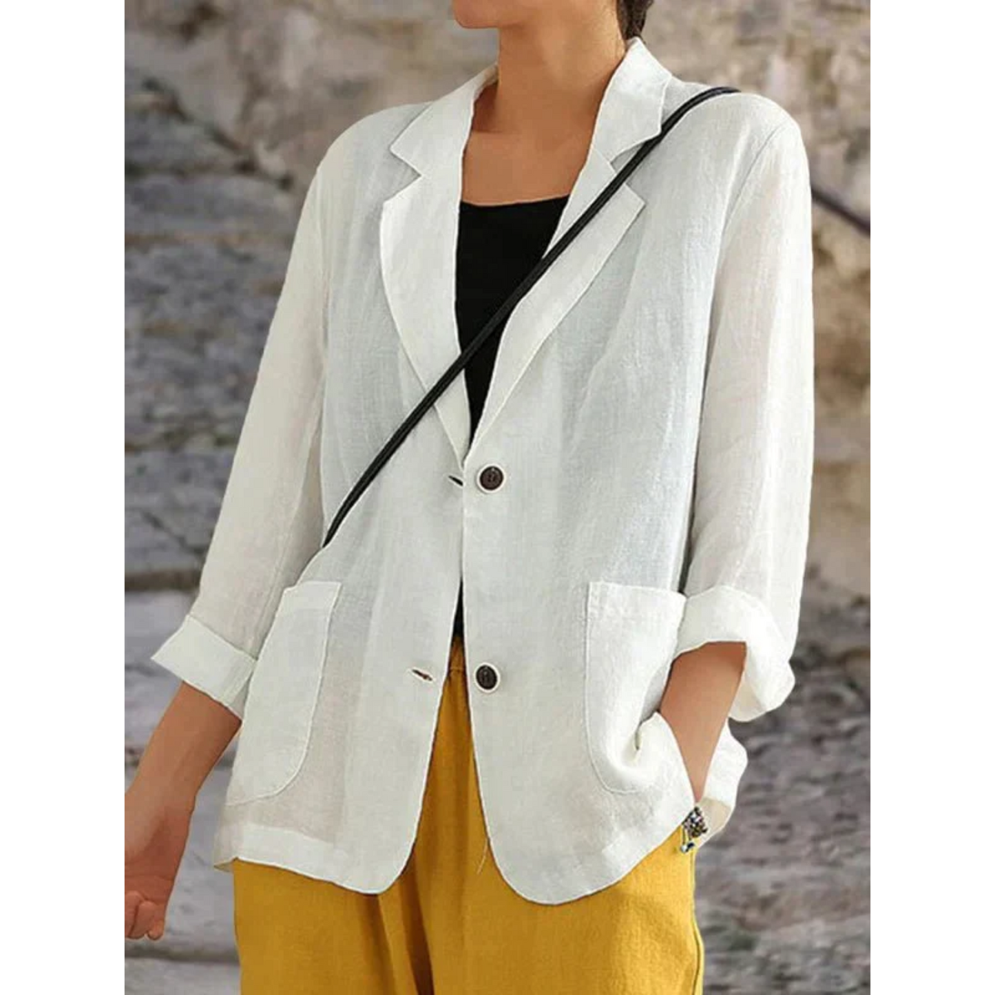 Leichter Damenblazer Reverskragen Elegant Beige