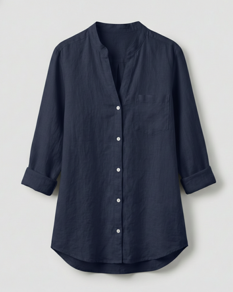 Damen Leichtes Baumwollhemd Blau