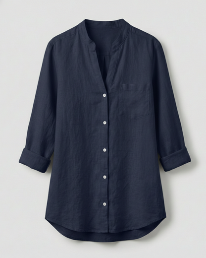 Damen Leichtes Baumwollhemd Blau