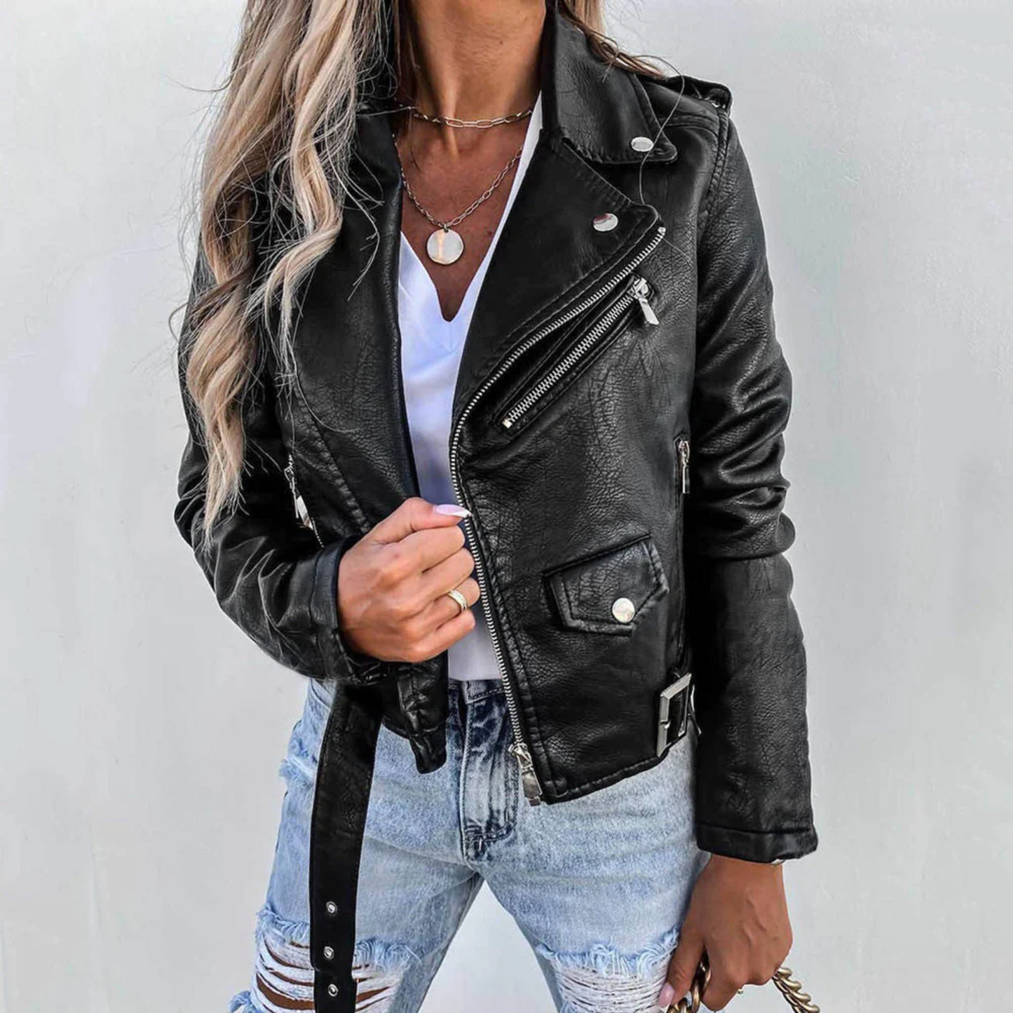 Damen Lederjacke Übergangsjacke Robust