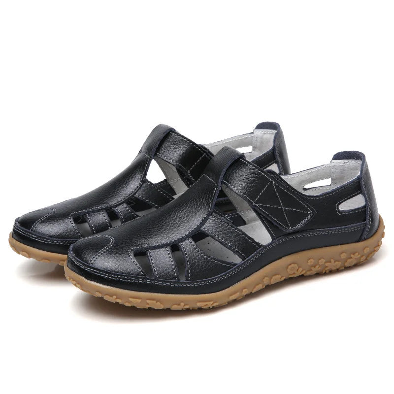 Eveloria Damen Sandalen Zeitlos Leder Braun