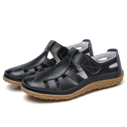 Eveloria Damen Sandalen Zeitlos Leder Braun