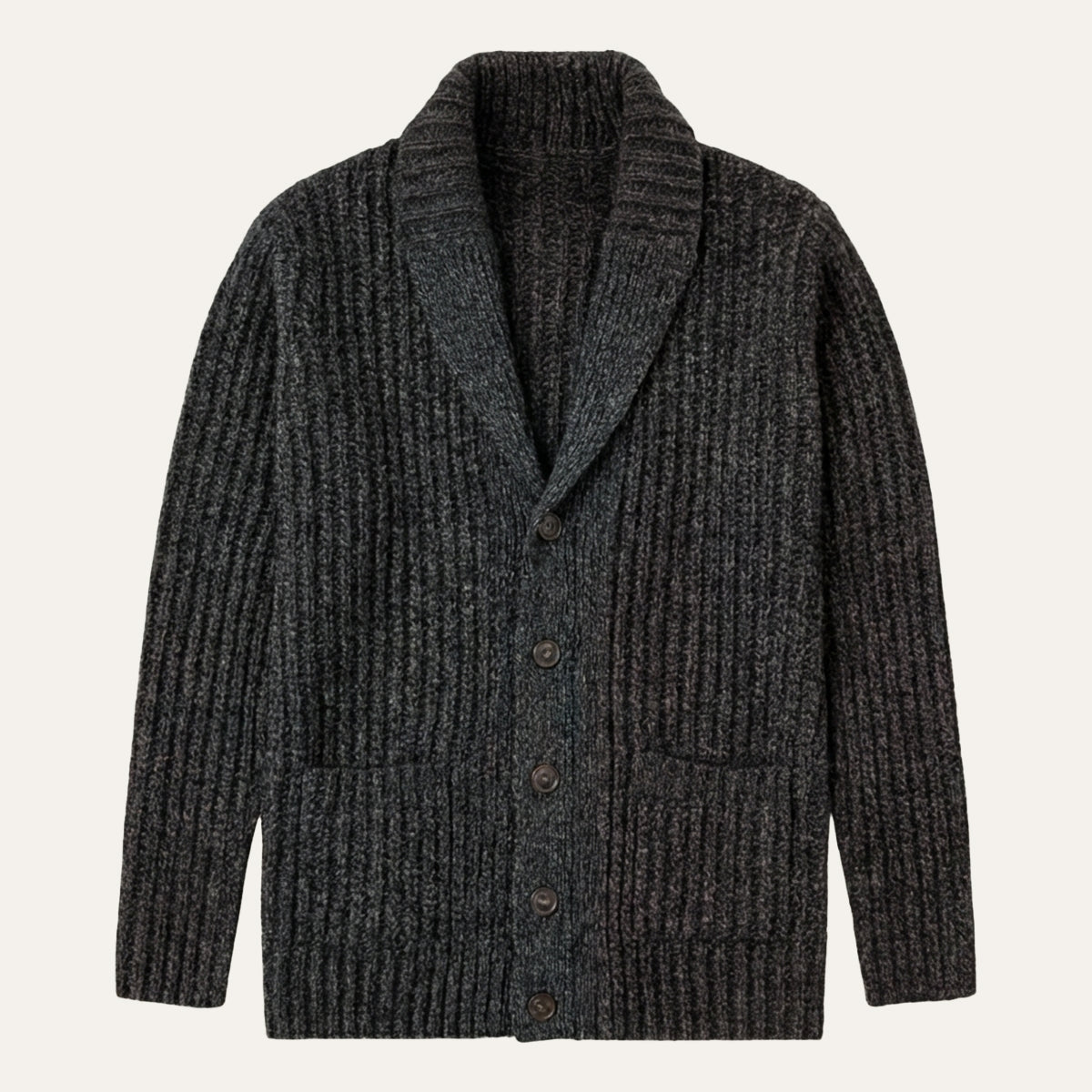 Herren Strickcardigan Reverskragen Warm Beige