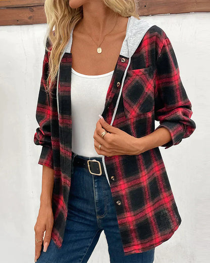 Eveloria Damen Kapuzenjacke Karomuster