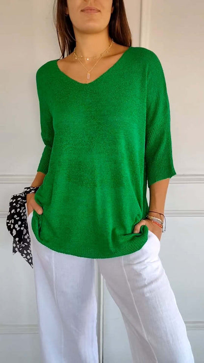 Eveloria Damen Pullover V-Ausschnitt Gestrickt