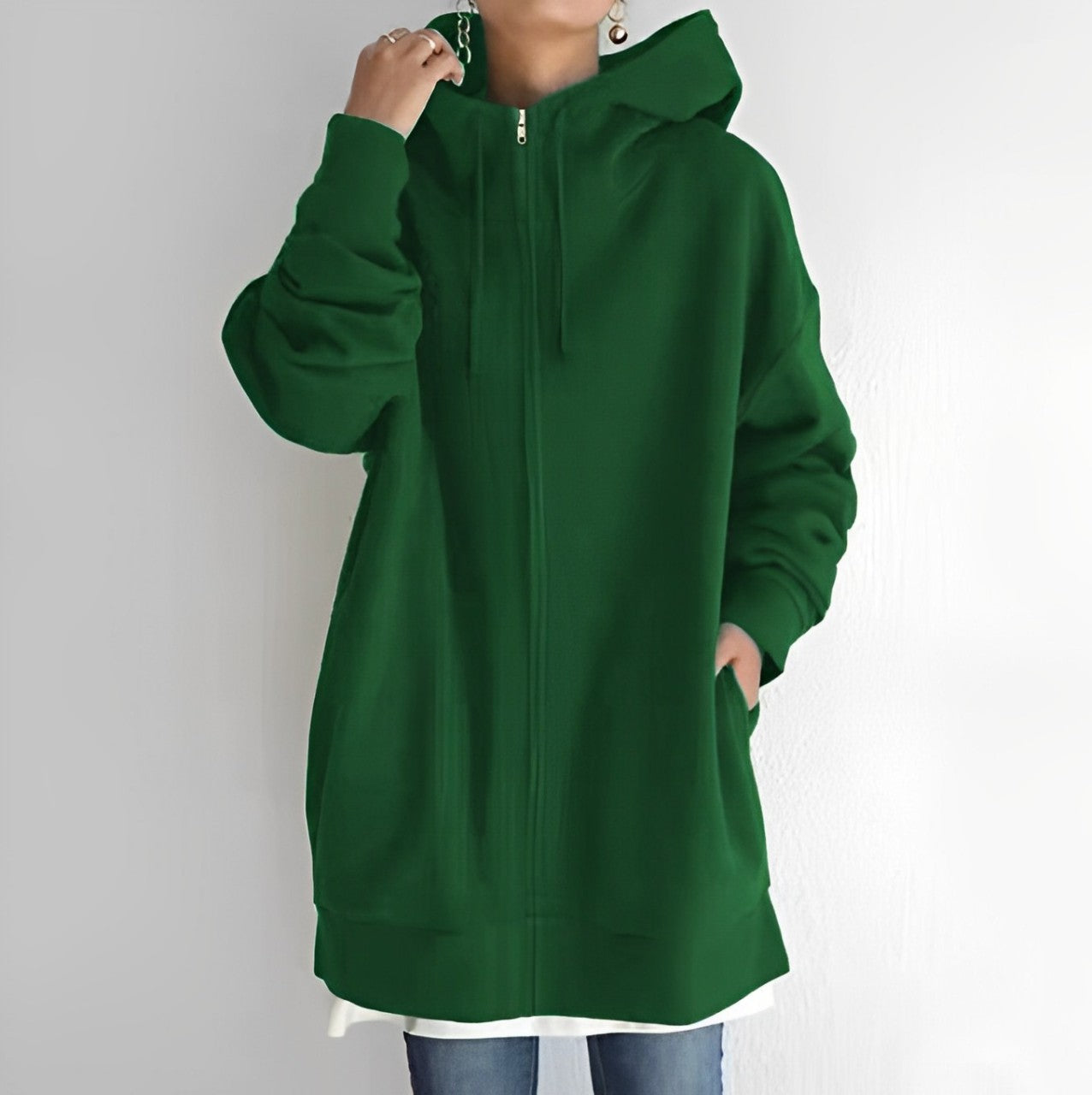 Eveloria Damen Fleece Hoodie Reißverschluss Grau