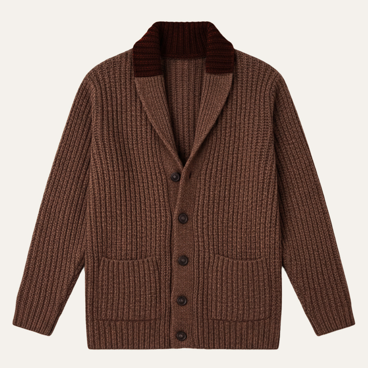 Herren Strickcardigan Reverskragen Warm Beige